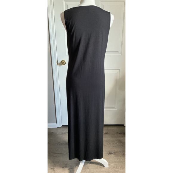 Eileen Fisher Small Black Stretch Jersey Knit Round Neck Dress Small - Picture 3 of 8